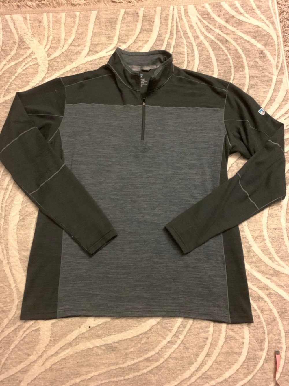 Kuhl Pullover Mens 2XL Gray Black Long Sleeve Half Zip Performance Outdoor Shirt